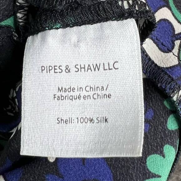 Veronica Beard Black Silk Elm Shirt Dress Green blue white Print Size 0 - Picture 9 of 11